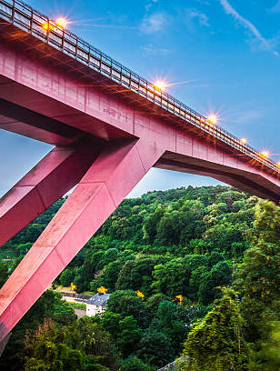 The impressive red bridge in Luxembourg city