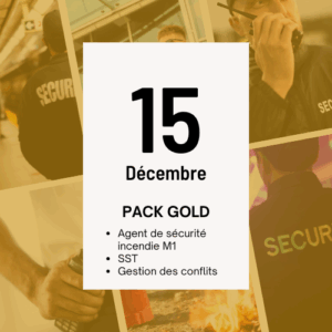 Acompte Formation Agent de sécurité Incendie M1, Du 15/12/2025 au 19/12/2025 PACK GOLD