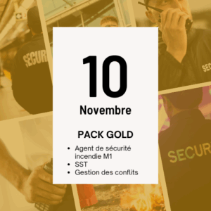 Acompte Formation Agent de sécurité Incendie M1, Du 10/11/2025 au 14/11/2025 PACK GOLD