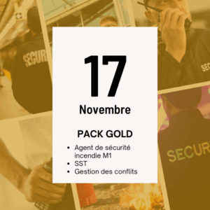 Acompte Formation Agent de sécurité Incendie M1, Du 17/11/2025 au 21/11/2025 PACK GOLD