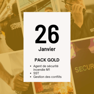 Acompte Formation Agent de sécurité Incendie M1, Du 26/01/2026 au 30/01/2026 PACK GOLD