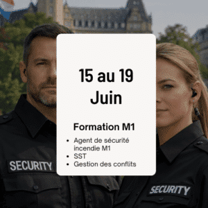Acompte Formation Agent de sécurité Incendie M1, Du 15/06/2026 au 19/06/2026