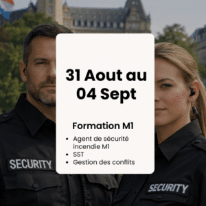 Acompte Formation Agent de sécurité Incendie M1, Du 31/08/2026 au 04/09/2026