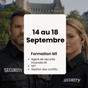 Acompte Formation Agent de sécurité Incendie M1, Du 14/09/2026 au 18/09/2026
